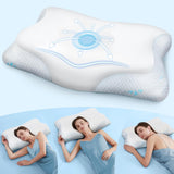 Cloudétoile Oreiller Cervical Oreiller en Mousse à Mémoire - Oreiller Orthopédique Ergonomique 2 en 1 Oreiller en Mousse Visco Oreiller de Soutien du Cou pour Dormeur Latéral Oreiller en Mousse à Mémoire Réglable en Hauteur Blanc 64X38X12 Cm Oreillers Cervicaux Orthopédiques Naty Shop Blanc 64X38X12 Cm