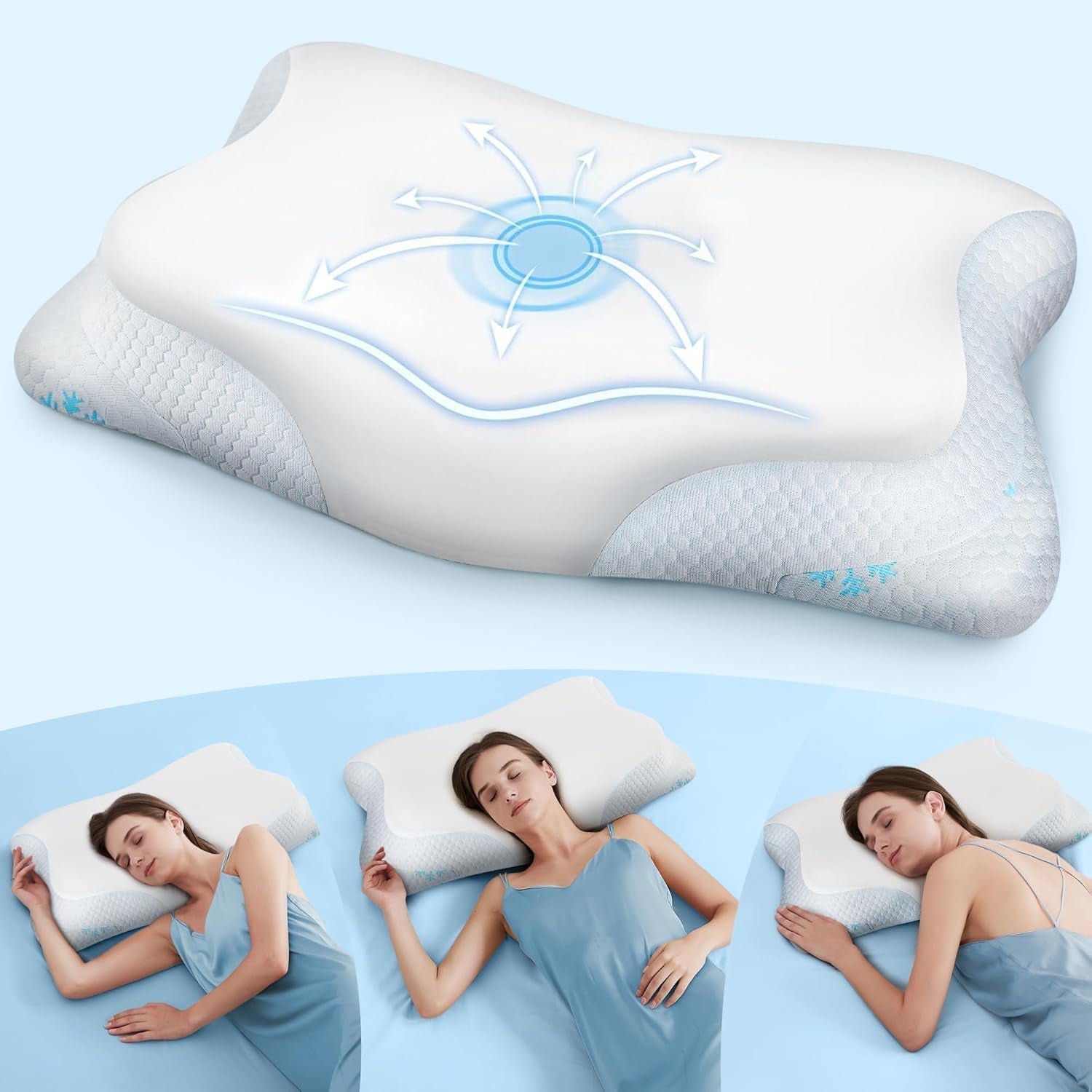 Cloudétoile Oreiller Cervical Oreiller en Mousse à Mémoire - Oreiller Orthopédique Ergonomique 2 en 1 Oreiller en Mousse Visco Oreiller de Soutien du Cou pour Dormeur Latéral Oreiller en Mousse à Mémoire Réglable en Hauteur Blanc 64X38X12 Cm Oreillers Cervicaux Orthopédiques Naty Shop Blanc 64X38X12 Cm