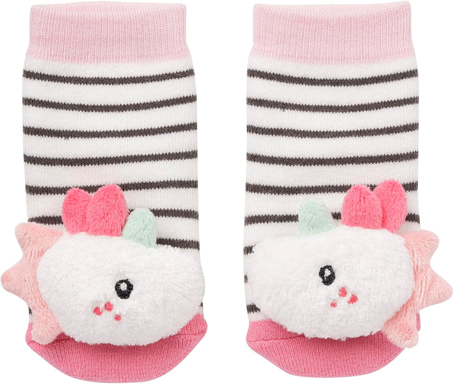 Fehn Play Glove Safari - Marionnettes à doigts pour bébé singe et éléphant et chaussettes cloches pour bébé licorne - chaussettes bébé avec fonction cloche et tête de licorne - stimulent la motricité et les sens Bebe Toys Naty Shop