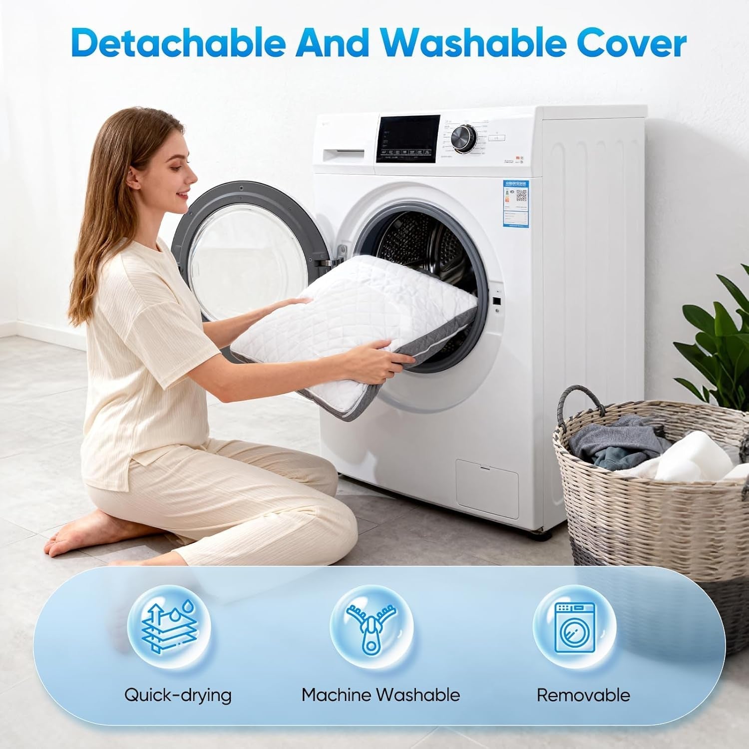 Oreiller en plumes pour lit et canapé, L50xL50xH26 Oreiller de lecture double avec housse lavable, mousse à mémoire de forme, pour ronfler et pour plus de confort au niveau du cou et du dos