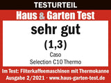 Cafetière CASO Selection C 10 Thermo Design – Boîtier en acier inoxydable, carafe isotherme 1,2 l (10 tasses), commandes tactiles et minuterie, fonction Aroma PLUS, filtre permanent, filtre anti-goutte
