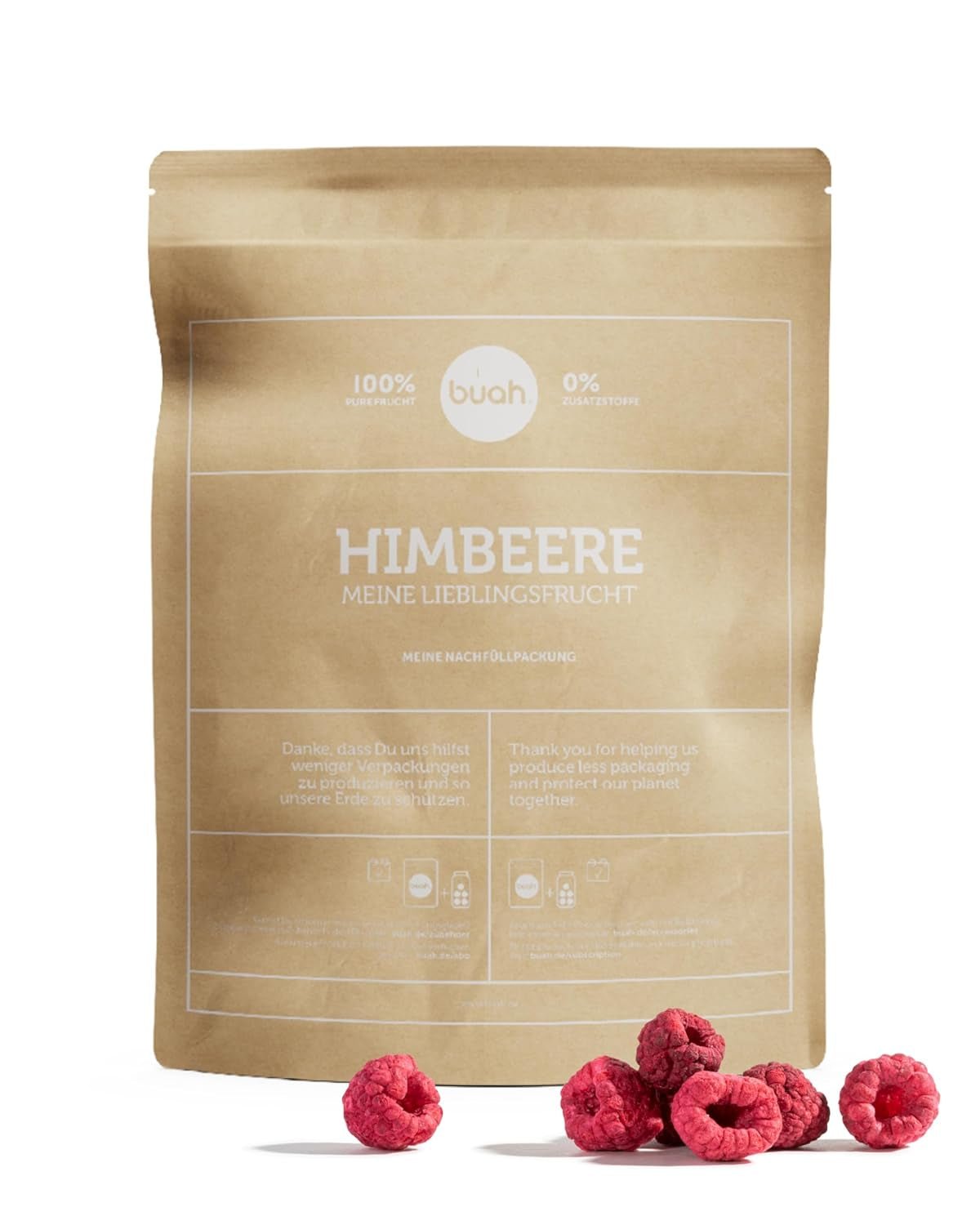 BUAH® Framboise lyophilisée biologique | chips de framboise comme en-cas, pour muesli et desserts | substitut idéal aux sucreries | végétalien et sans sucre ajouté | 120g Produits déshydratés Naty Shop 224 G
