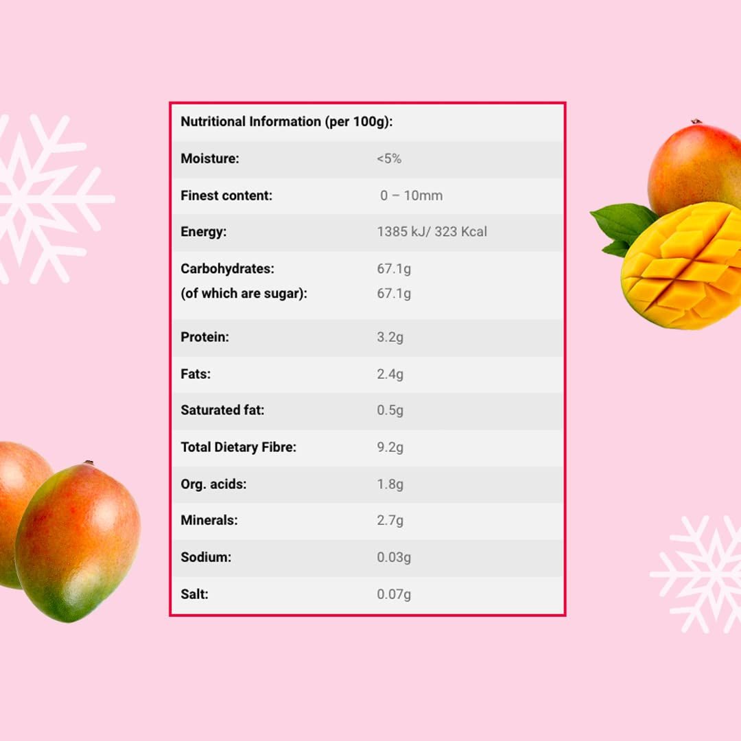 Morceaux de mangue lyophilisée 100g - Fruits lyophilisés - Fruits secs lyophilisés - Mangue séchée - Parfait pour les snacks, pâtisseries, muesli, smoothies et desserts Produits déshydratés Naty Shop