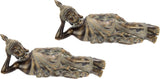 Figurine de Bouddha méditer assis statue figurines sculpture buste statue ornement figure de Bouddha décoration Feng Shui jardin terrasse balcon décoration statue de Bouddha accessoire de maison sculpture de Bouddha figurine de jardin Statuettes et sculptures Naty Shop Gris/marron Prone