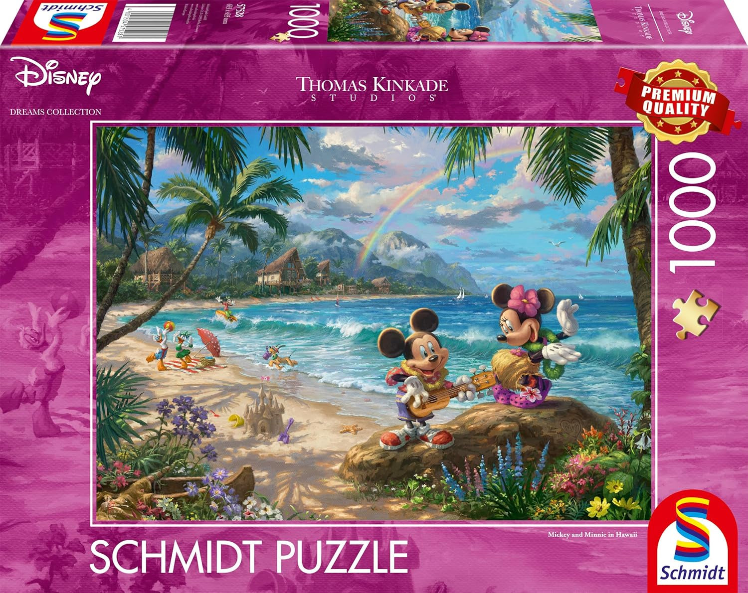 Schmidt Spiele Thomas Kinkade 57528 Disney Mickey et Minnie à Hawaï Puzzle 1000 pièces coloré [Exclusif à Amazon] Puzzle Naty Shop Titre par défaut