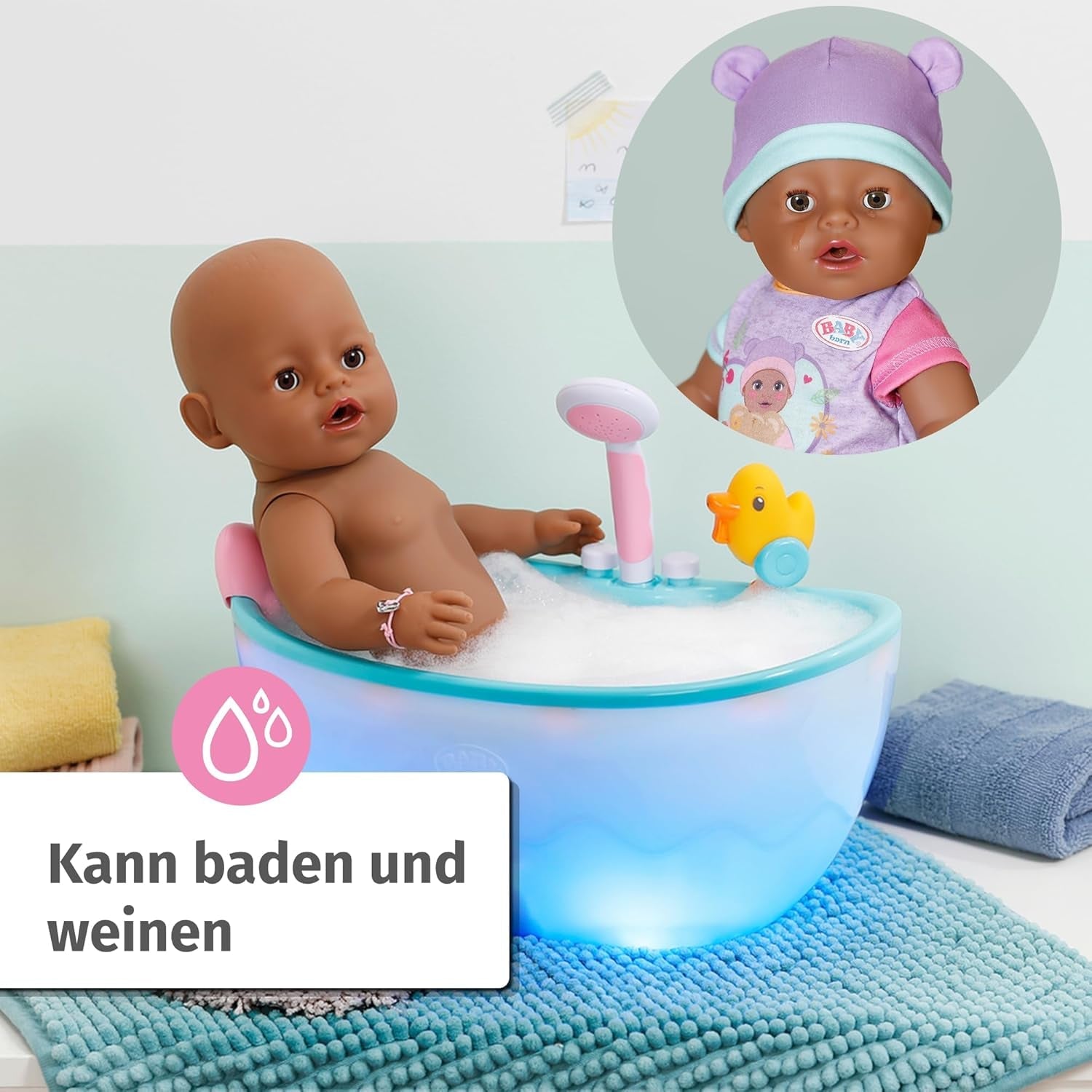 BABY Born Eva 43Cm, poupée avec 10 fonctions et accessoires, pour enfants à partir de 3 ans, fonctionne sans pile, grande poupée 43Cm, 836408 Zapf Creation Dolls Naty Shop