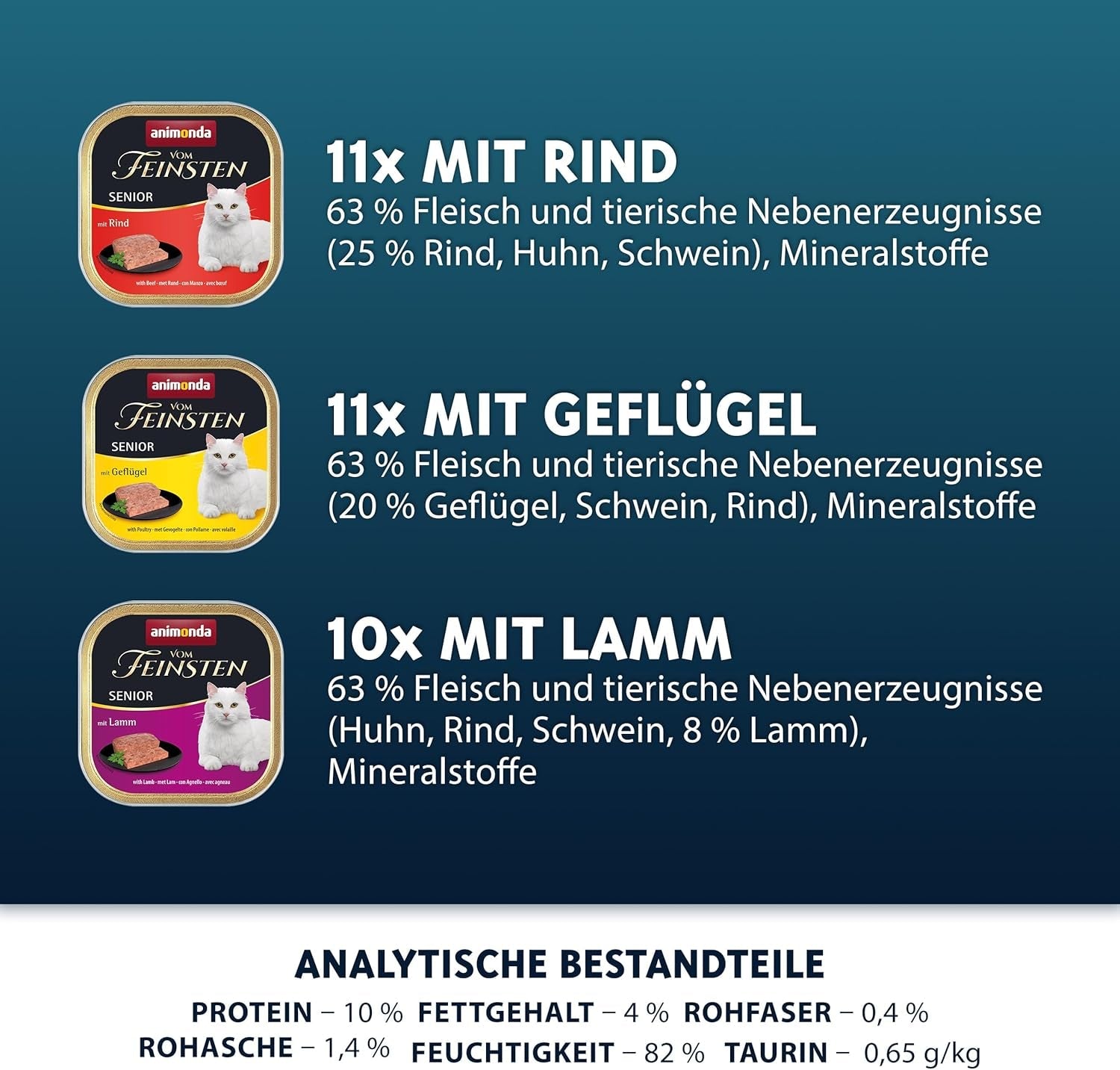animonda vom Feinsten Senior, nourriture humide pour chats âgés à partir de 7 ans, variété pour chats âgés, 32 x 100 g