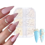 GZMAYUEN Nail Art Perles Micro Caviar pour Nägel, 0.3-3Mm Argent Doré Mini Caviar Strasssteine, Weiß Beige Mini Nägel Perlen Microperlen Décoration pour Nägel