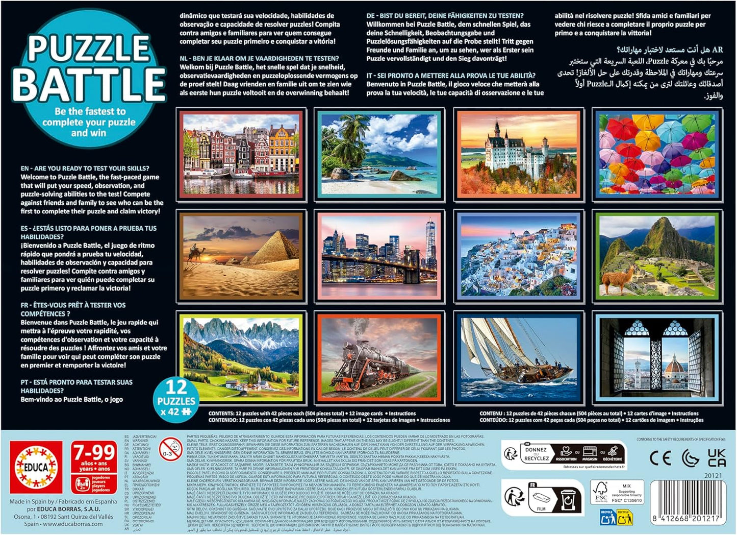 Educa - Paysages de bataille de puzzle. Une authentique bataille de pièces | Soyez le premier à terminer le puzzle pour devenir le gagnant. A partir de 7 ans (20121) Puzzle Naty Shop
