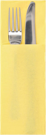 50 sachets de serviettes à couverts 'Collection DAILY' 48 Cm X 30 Cm jaune avec pli pour couverts