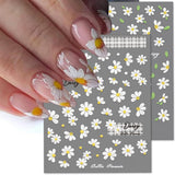 Autocollants pour ongles en forme de marguerites blanches en relief 5D, autocollants pour ongles, feuilles de fleurs, autocollants pour Nail Art, accessoires de décoration d'ongles, autocollants de conception de fleurs, Nail Art