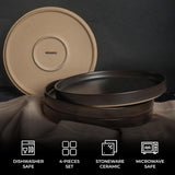 MIAMIO - Service d'assiettes pour 4 personnes / Service de table en céramique pour 4 personnes, vaisselle en grès allant au lave-vaisselle et au micro-ondes - Collection Sierra (assiettes foncées, grandes assiettes (4x))