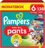 Couches Pampers Paw Patrol Pants taille 5 (12-17Kg) Baby-Dry, Junior avec poche Stop and Protect, BOITE MENSUEL, 160 couches Naty Shop