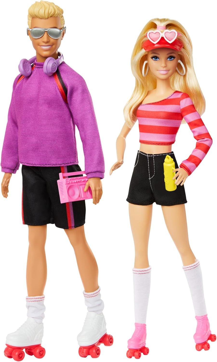 Barbie Fashionistas Coffret avec 2 poupées mannequins et 6 accessoires, poupées mannequin Barbie et Ken sur rouleaux, figurines à collectionner du 65e anniversaire, HXK90 Naty Shop Dolls Titre par défaut
