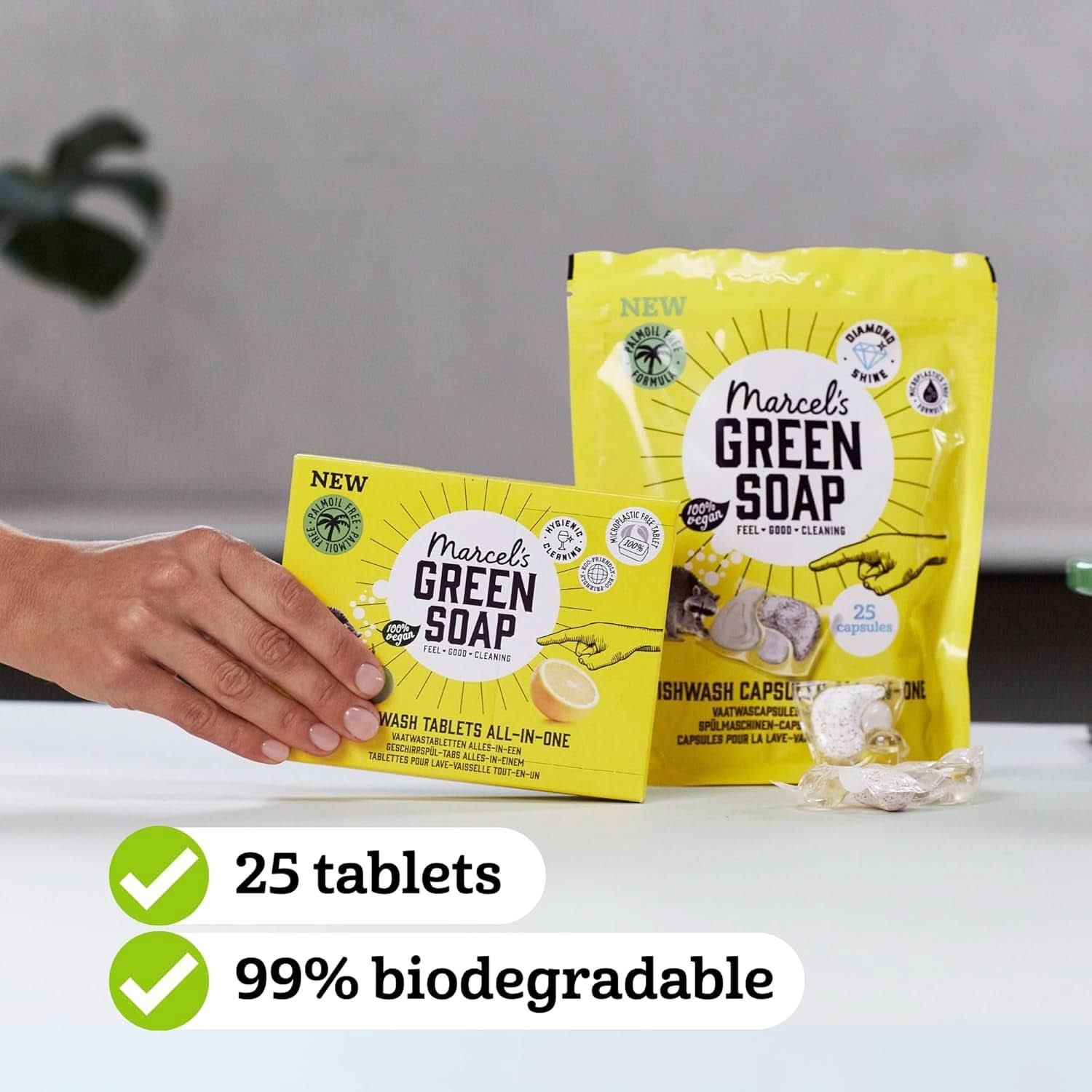 Marcel'S Green Soap Pastilles Lave-Vaisselle Tout-En-Un - Pamplemousse & Citron Vert - 25 pièces Détergents de Cuisine Naty Shop