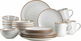 MÄSER Mabella, Service de table vintage pour 4 personnes, service combiné de 20 pièces avec vernis réactif raffiné et fine bordure marron, Grès, Gris-Beige