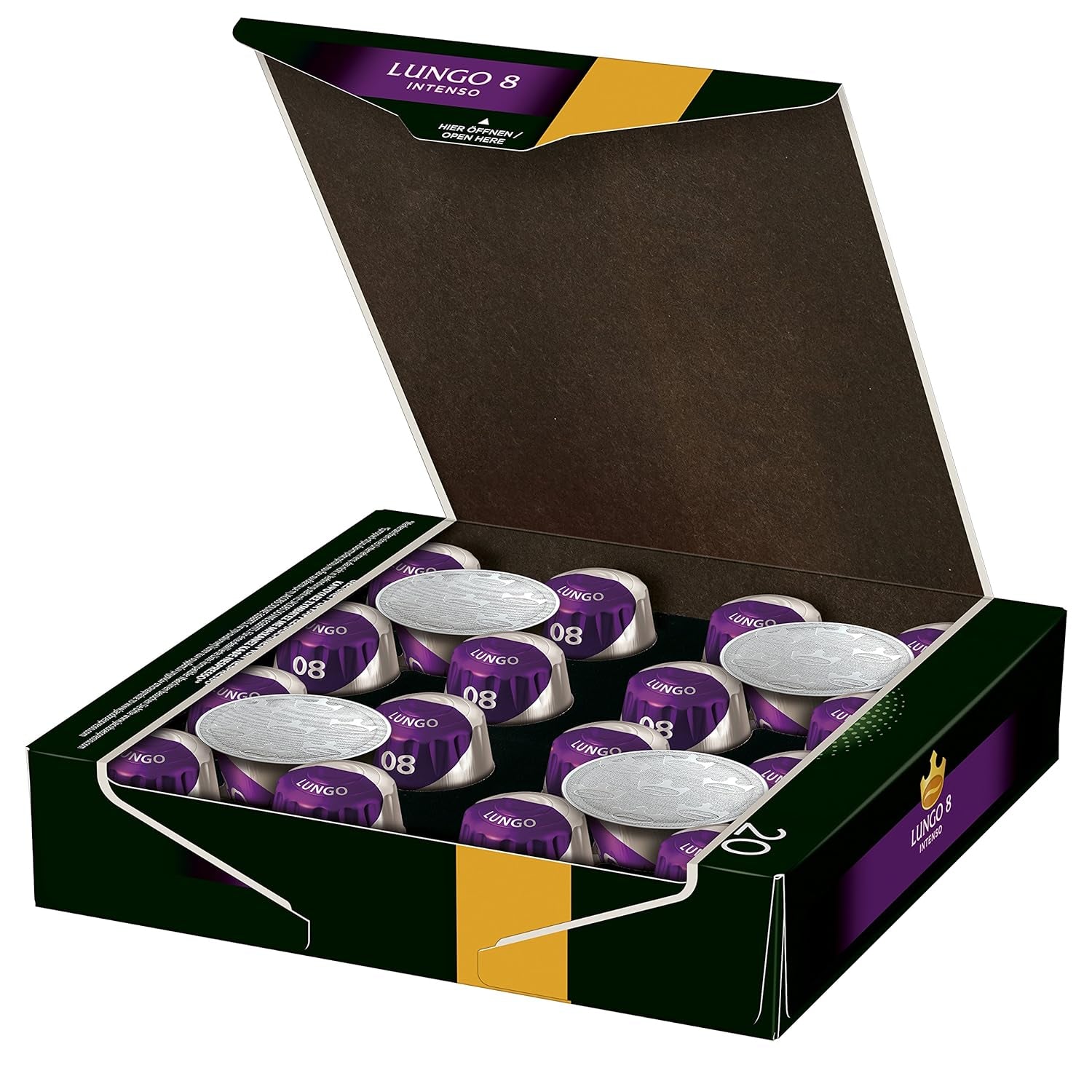 Capsules de café Lungo Intenso, intensité 8 sur 12, 200 capsules compatibles Nespresso®*, 10 x 20 tasses & Capsules de café Lungo Intenso, intensité 8, 100 Nespresso®* 10er Pack, 10 x 10 tasses