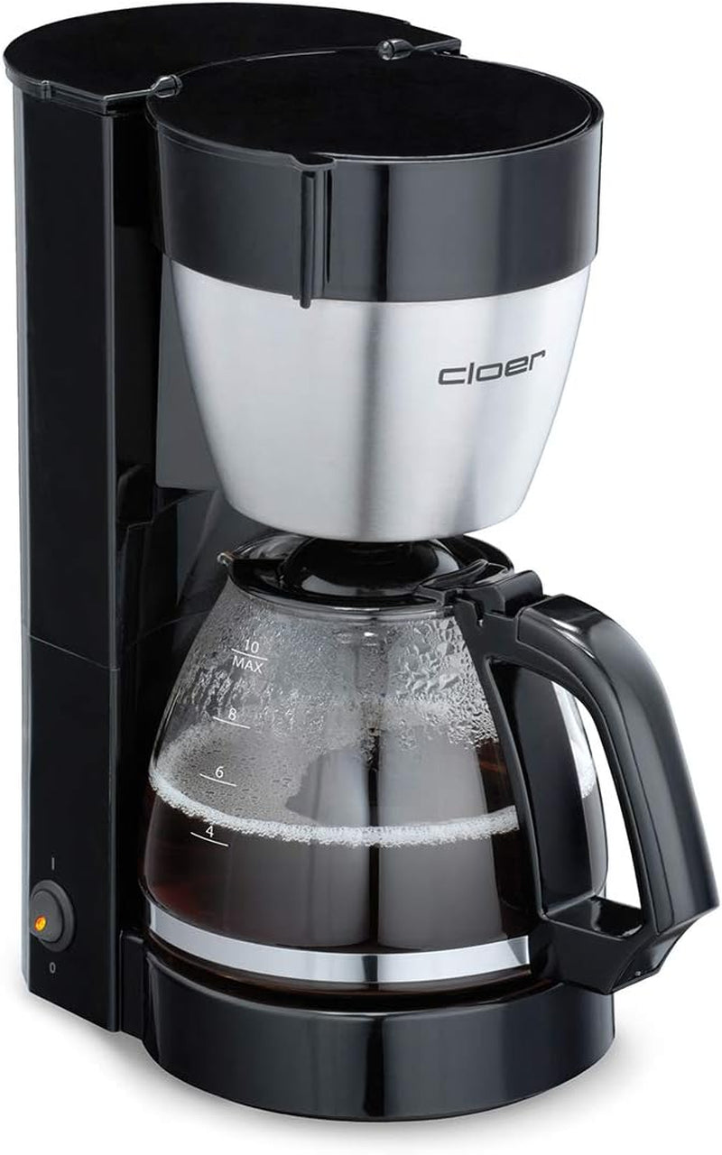 Cloer 5009 Machine à expresso à filtre gardant au chaud jusqu'à 8 tasses 800 W avec carafe isolée en acier inoxydable 1x4 tasse filtrante noir