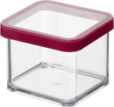 Rotho Loft Lot de 5 bocaux de conservation avec couvercles, différentes tailles, plastique alimentaire (PP) sans BPA, transparent/rouge (21,4 x 21,4 x 23,5 cm) Naty Shop Boîtes de conservation alimentaires carrées 0,5 L