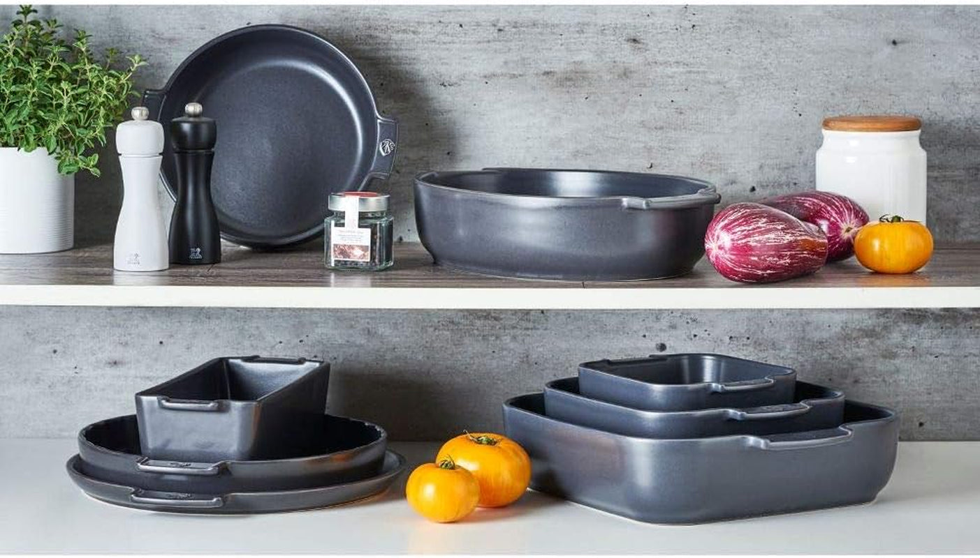 Peugeot Appolia Rechteckige Auflaufform Mit Griffen, Keramik, Schiefer / Grau, 8.3X40.5X27.2 Cm, Fassungsvermögen: Env. 4 L, 60022 Moules et plaques pour pâtisserie Naty Shop