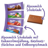 Milka Naps Mix 1 X 1,702 Kg, Mini-Schokoladentäfelchen Aus Alpenmilch, Erdbeer, Haselnuss et Crème Au Cacao Naty Shop