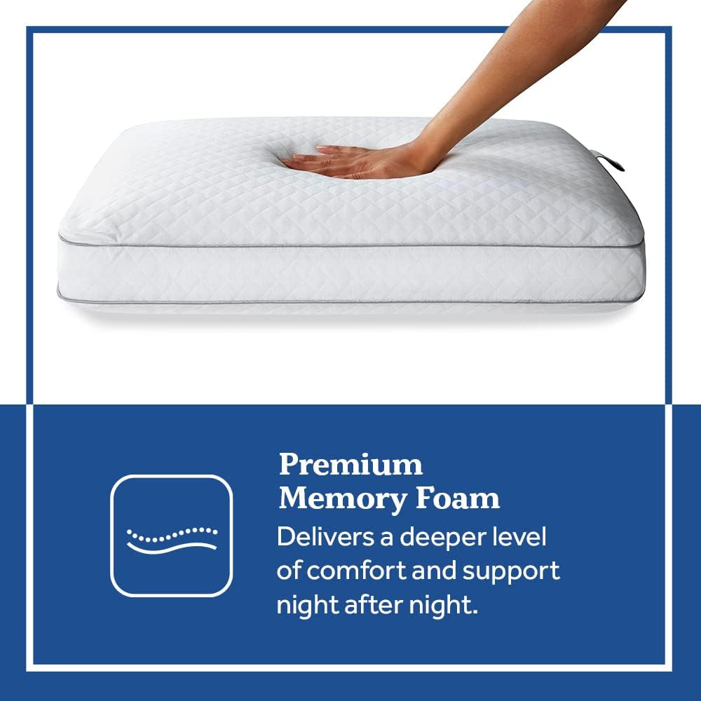 Oreiller en mousse à mémoire de forme Sealy Essentials Standard Blanc 2 pièces Naty Shop Oreillers standard