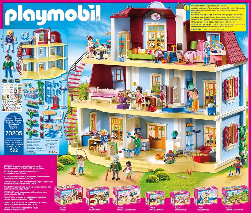 70205 My Big Dollhouse avec cloche fonctionnelle, à partir de 4 ans et 70207 Salon confortable avec maison de poupée à effet de lumière, à partir de 4 ans