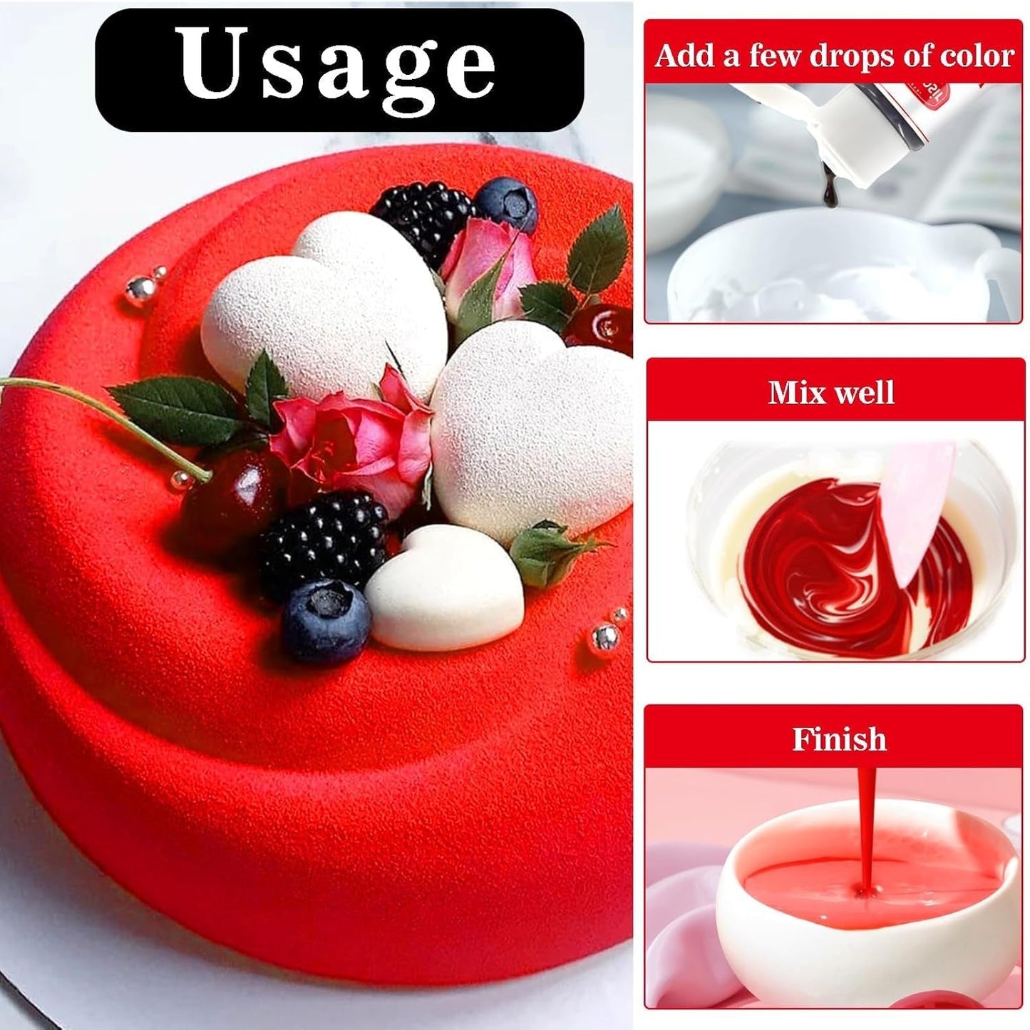 Colorant alimentaire rouge, colorant alimentaire concentré 26 g, colorant alimentaire à base d'huile, colorant alimentaire concentré sans sucre, colorant alimentaire liquide pour pâtisserie – pour beurre de cacao, crème au beurre