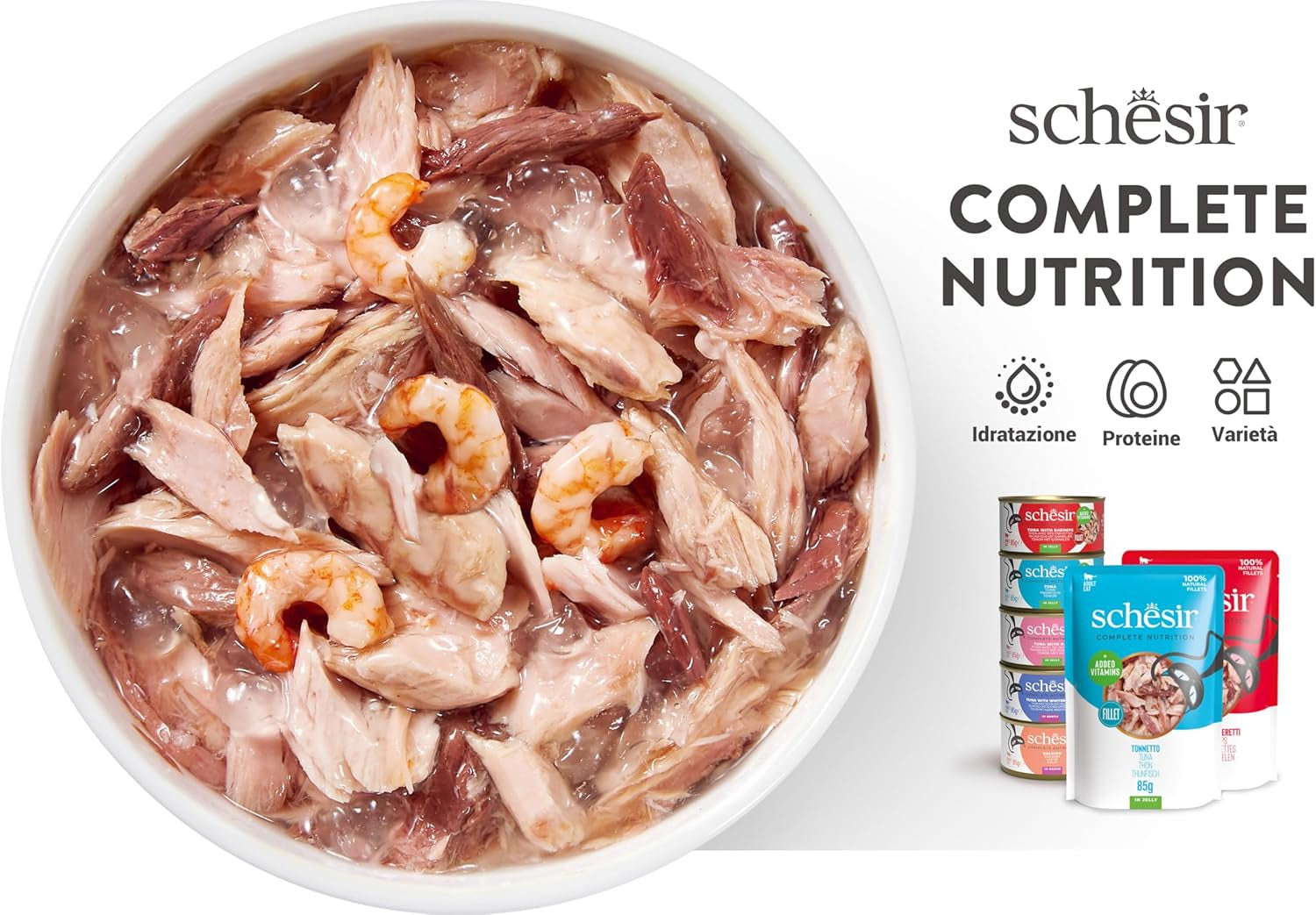 Thon Saumon en Gelée, Aliment Humide Complet pour Chats, en Conserve, avec Vitamines Ajoutées, 100% Naturel, 6 x 85 g