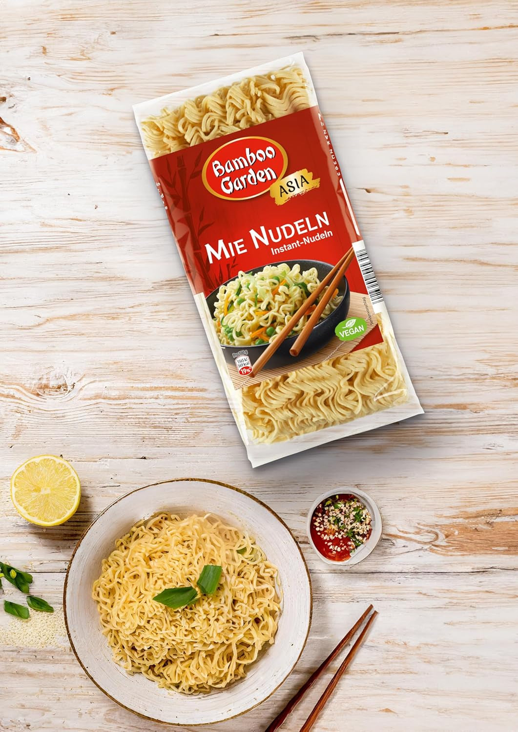 Jardin de Bambou - Nouilles Mie | Nouilles instantanées pour la cuisine asiatique | Idéal pour les plats au wok ou les soupes Vegans | Sachet de 250g
