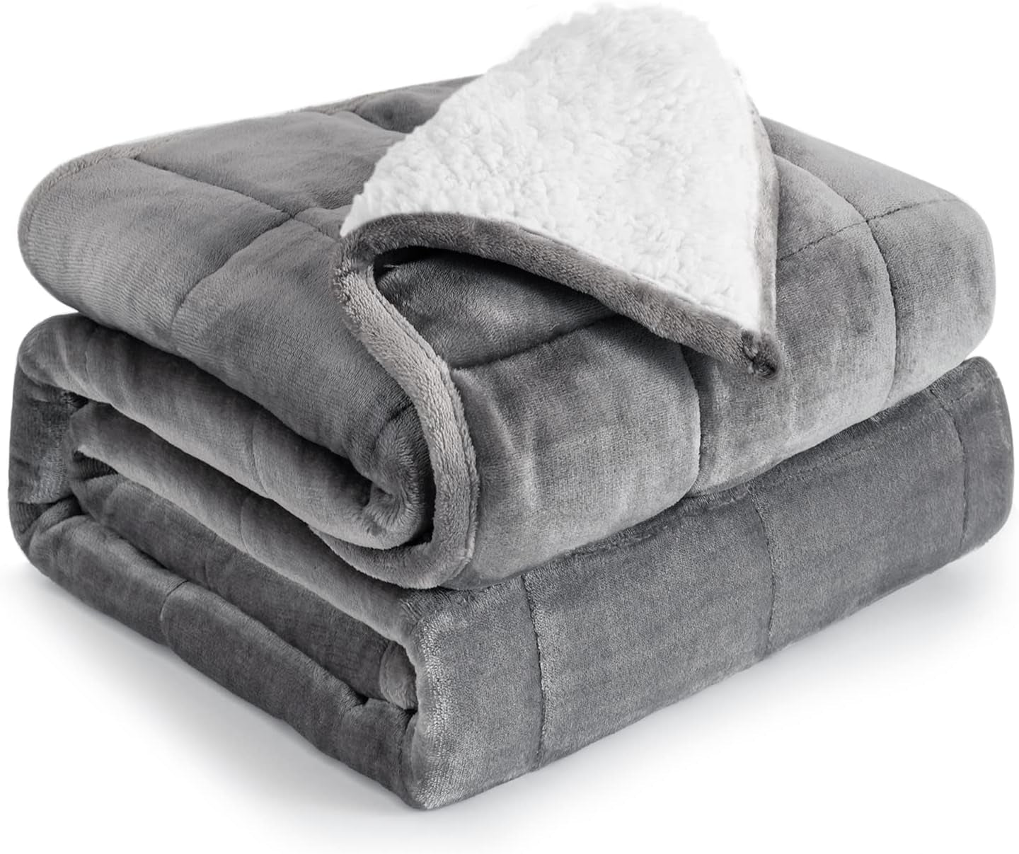 Couverture lestée Cottonblue 6,8 kg Couverture lestée Sherpa en flanelle à poils longs Queen Size pour adultes Couvertures lestées confortables pour calmer et détendre Couettes lourdes 152,4 x 203,2 Naty Shop Quilts & Quilts Blanc/Gris 60 X 80 15 Lb