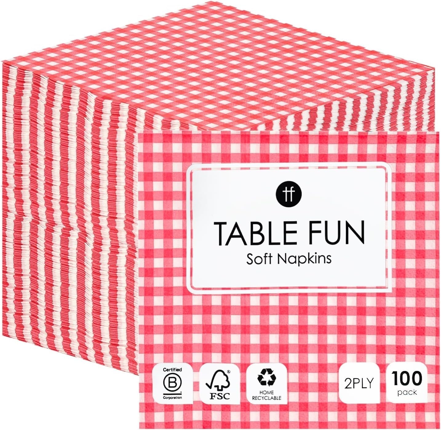 Talking Tables Lot de 100 serviettes en papier souple jetables pour anniversaires, mariages, service de table, Noël, restauration, fabriquées en UE, 2 épaisseurs, 33 cm