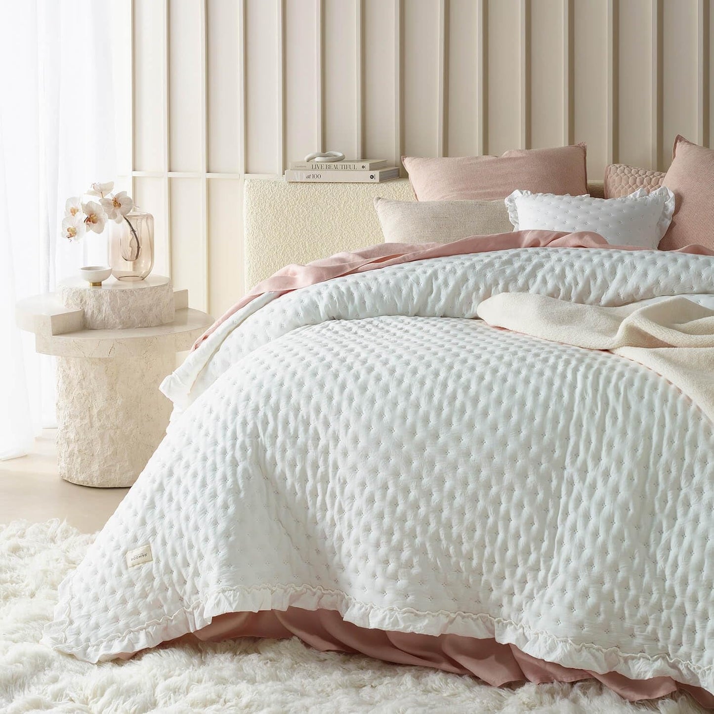 Molly Couvre-lit élégant en rose poudré 170 X 210 cm Couvre-lit polyvalent comme couvre-lit ou canapé Jeté pour lit et canapé Style couverture Idéal comme couvre-lit Lits et couvertures Besuche den ROOM99-Store Ecru 240X260
