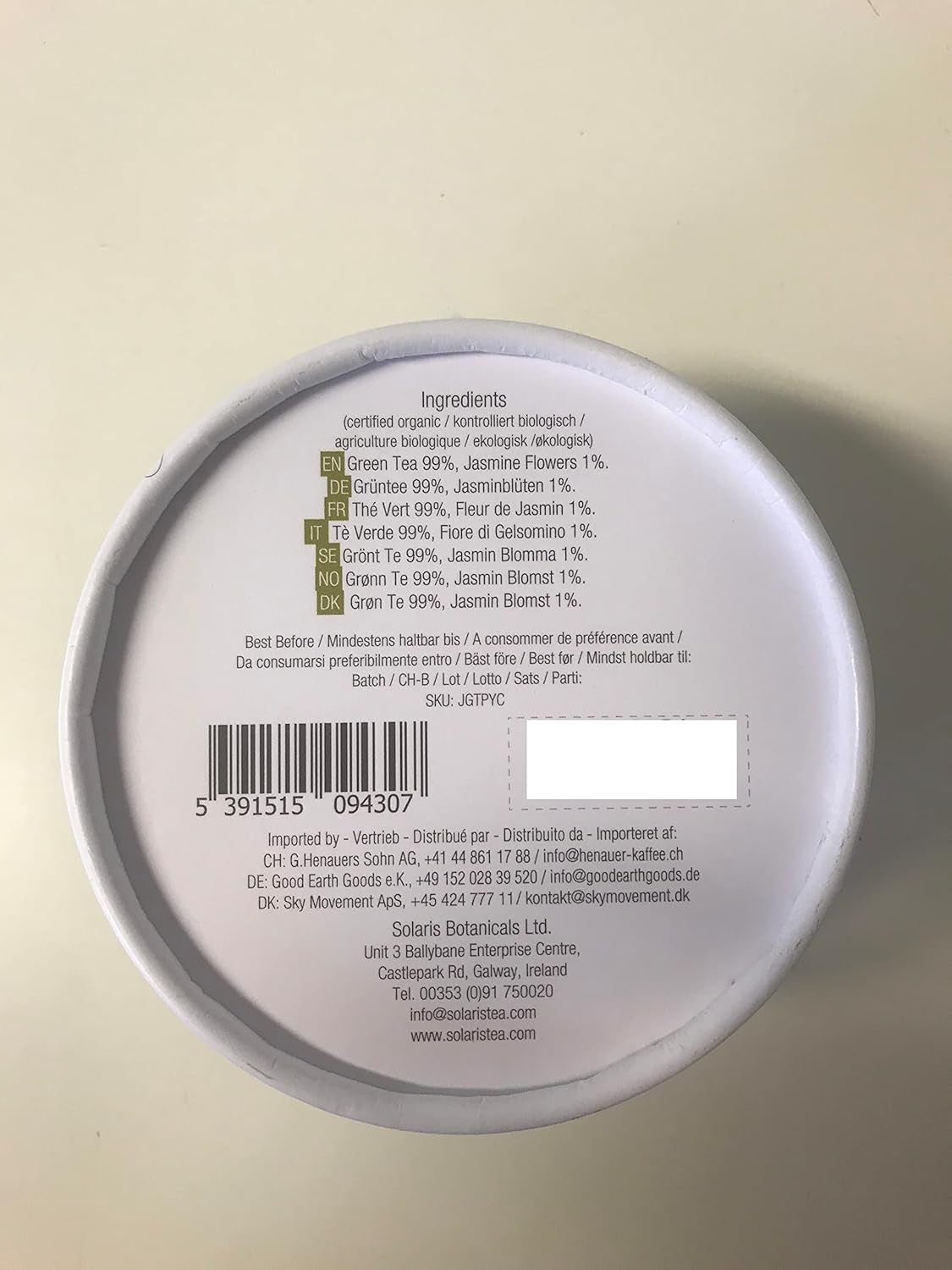 Thé vert au jasmin biologique 15 sachets de thé en soie 1 paquet (1 x 30 g)