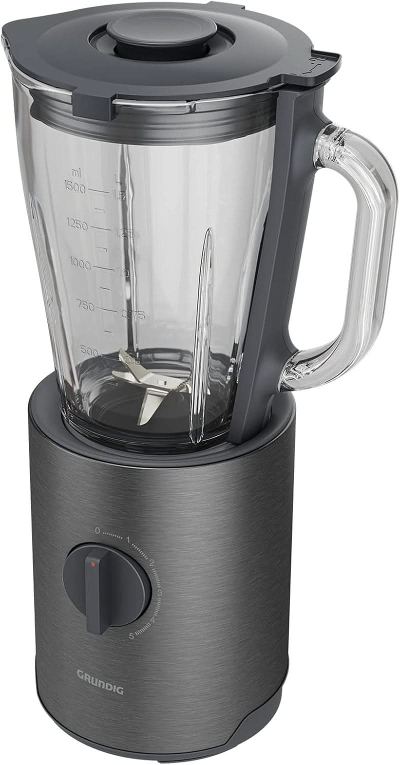 Grundig Delisia Novus SM 7140 Batteur sur socle professionnel, 1,5 litre, 800 watts, 6-Fach Edelstahlmesser Mit Zirkonium-Beschichtung, 5 Geschwindigkeitsstufen + Pulse-Funktion, Dark Inox/Edelstahl Kitchen Naty Shop