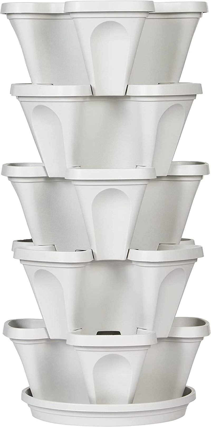 Jardinière verticale empilable à 5 niveaux pour fraises, herbes, fleurs et légumes pour jardin intérieur et extérieur.