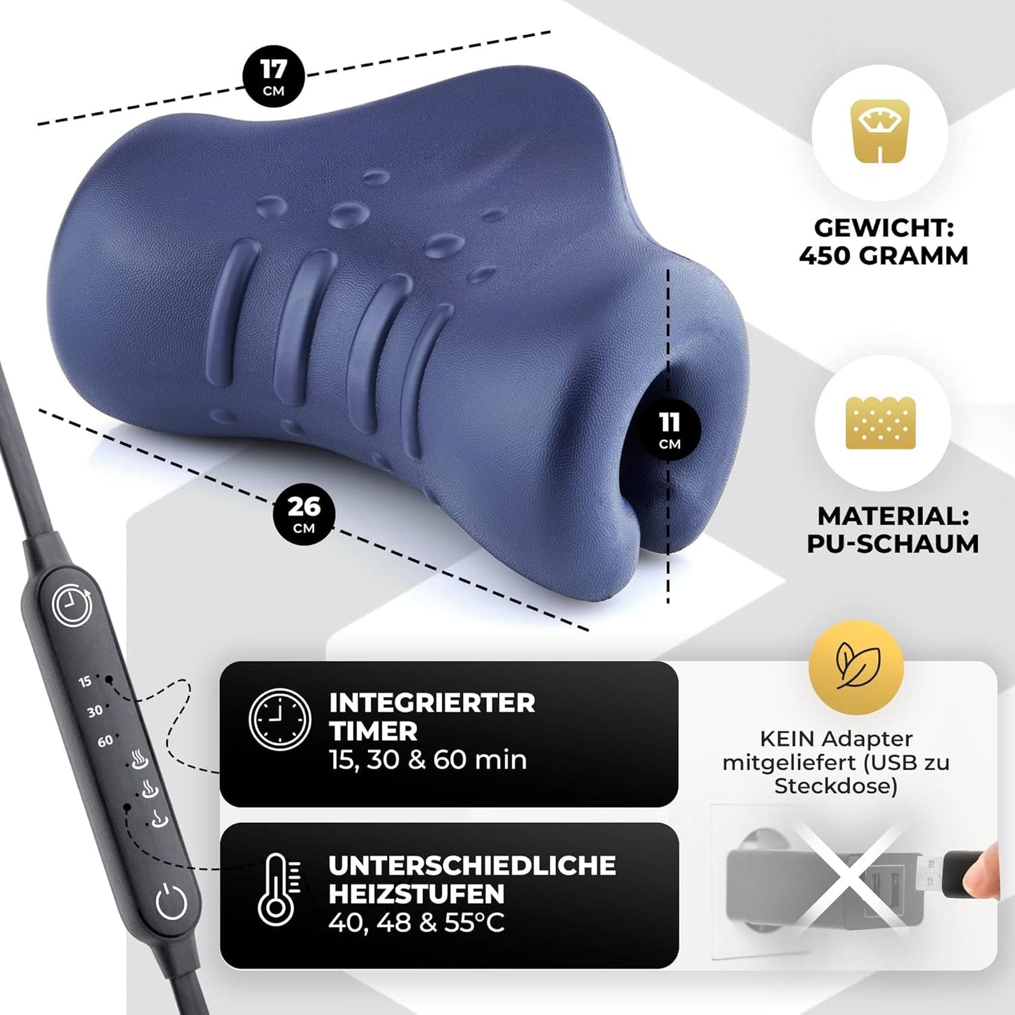 Civière de cou avec chaleur, Civière de cou pour douleurs cervicales, Civière de cou pour maux de tête, Cou nuageux pour étirement du cou, Orthopédie Oreillers orthopédiques cervicaux Naty Shop