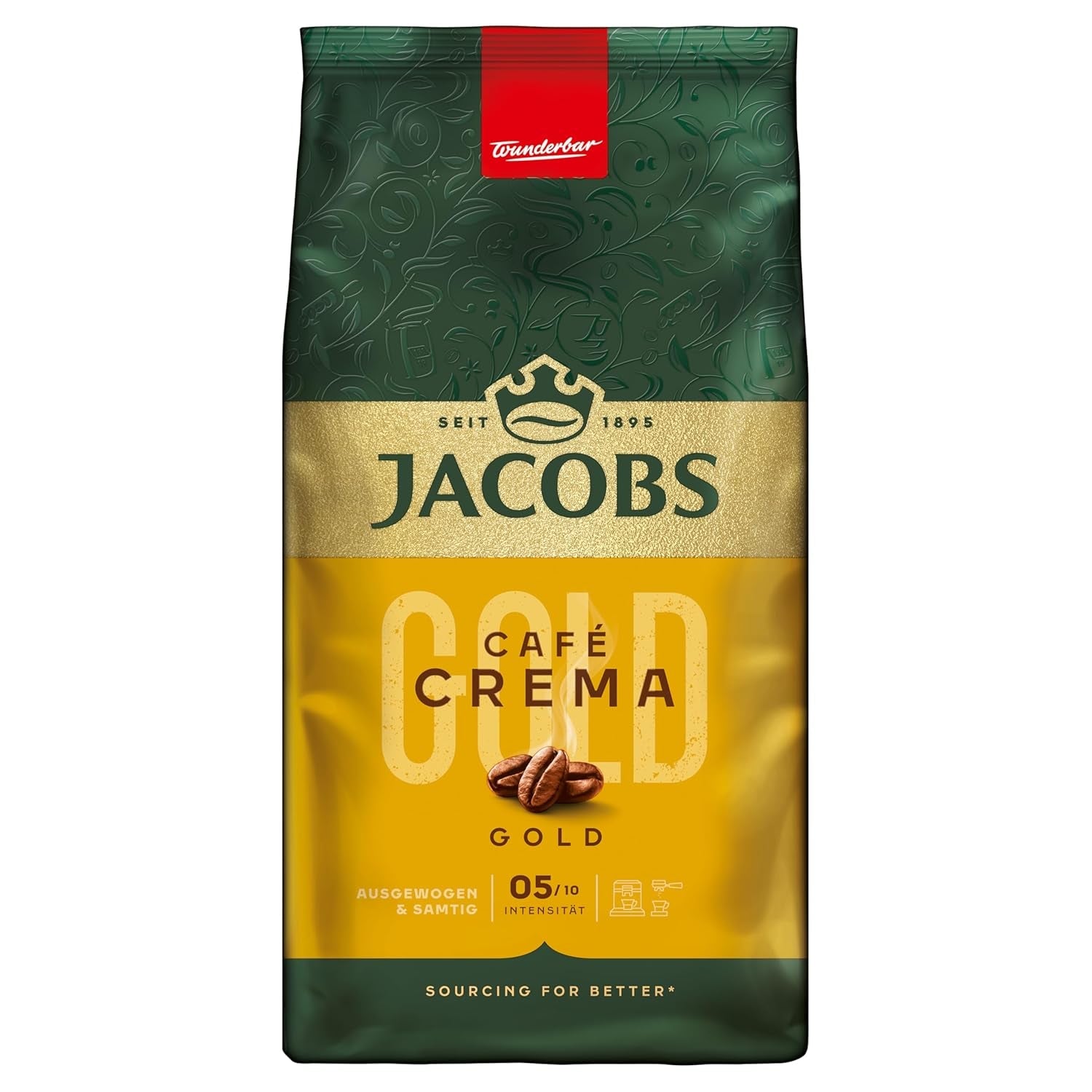 Jacobs Expert Roast Cafe Crema Gold, Café en grains entiers (4 x 1 kg)