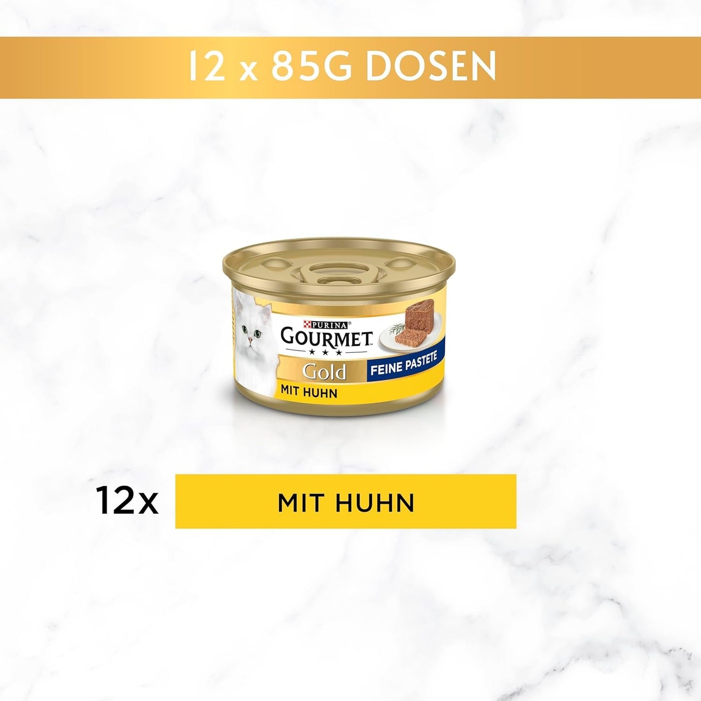 Gourmet Gold Pâte fine Katzenfutter nass, mit Huhn, 12er Pack (12 x 85g)