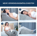 Oreiller de lecture et oreiller en plumes pour rehausseur de jambes, oreiller en mousse à mémoire de forme pour le cou, le dos et les jambes, oreiller amovible multifonctionnel pour lit, canapé, assis, dormir et se reposer (gris)