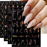 JMEOWIO Nagelsticker Marmor Linie 9 Blatt Nail Art Sticker Selbstklebend Nagelaufkleber Silber Bunt Dekoration Nageldesign Zubehör