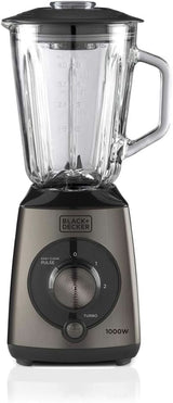 BLACK+DECKER Batteur sur socle | 500W | 2 vitesses | Fonction d'impulsion | Tapis Glask | 1,5L | Edelstahlmesser Mit 4 Klingen | Herausnehmbar Und Leicht Zu Reinigen | Weiß Und Grau Cuisine Naty Shop 1000W Edelstahl