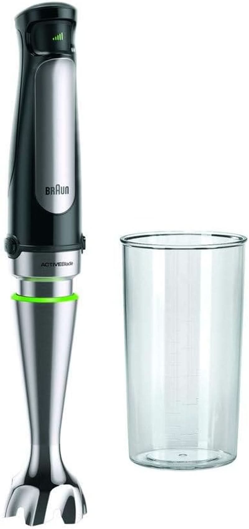 Braun Multiquick 7 MQ 7035X Stabmixer - Pürierstab Mit Abnehmbarem Edelstahl Mixfuß Mit Activeblade Technologie Zum Pürieren Der Härtesten Ingredient, Inkl. Ensemble de 3 pièces, 1000 watts, Schwarz Kitchen Naty Shop Schwarz Inkl. Mix-Messbecher
