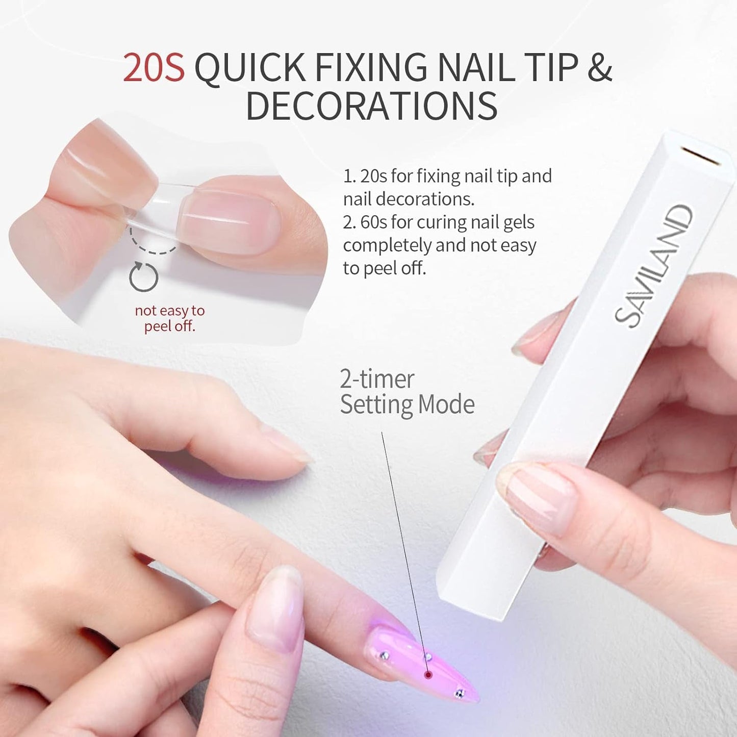 Saviland U V Lampe pour Gel Nägel: Mini U V Lampe pour NägelSchützen Sie Die Haut Wiederaufladbar Klein LED Nagellack Trocknergerät pour Nagellack Aufbaugel Nail Tips Nagelkleber Geschenke Für Frauen