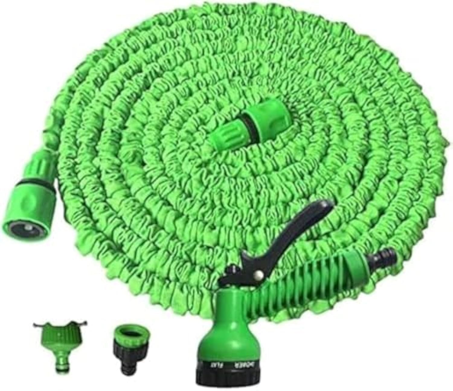 Tuyau d'arrosage flexible 15 m vert, plastique/caoutchouc, buse de pulvérisation 7 voies, 8 bars, 0,68 kg, 1 pièce