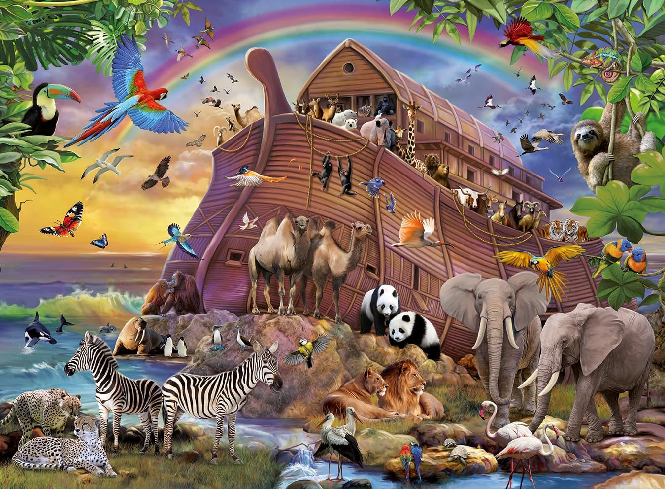 Puzzle Ravensburger pour enfants - 10038 Unterwegs Mit Der Arche - Puzzle Arche de Noé pour enfants à partir de 7 ans, avec 150 pièces au format XXL Puzzle Naty Shop