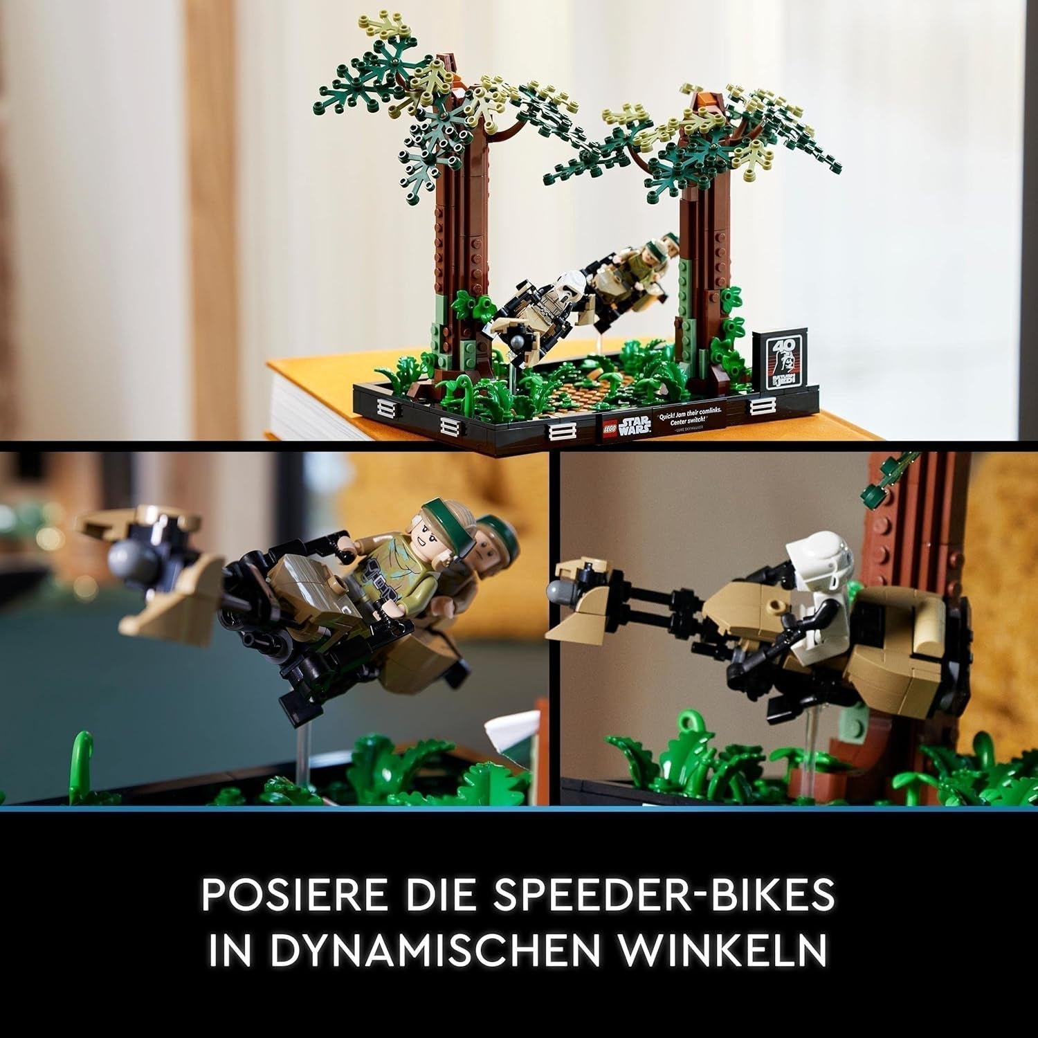LEGO 75353 Star Wars Poursuite sur Endor - Ensemble diorama, Le retour du Jedi avec Luke Skywalker, la princesse Leia, le Scout Trooper et les Speeder Bikes, ensembles de construction du 40e anniversaire Besuche an LEGO-Store