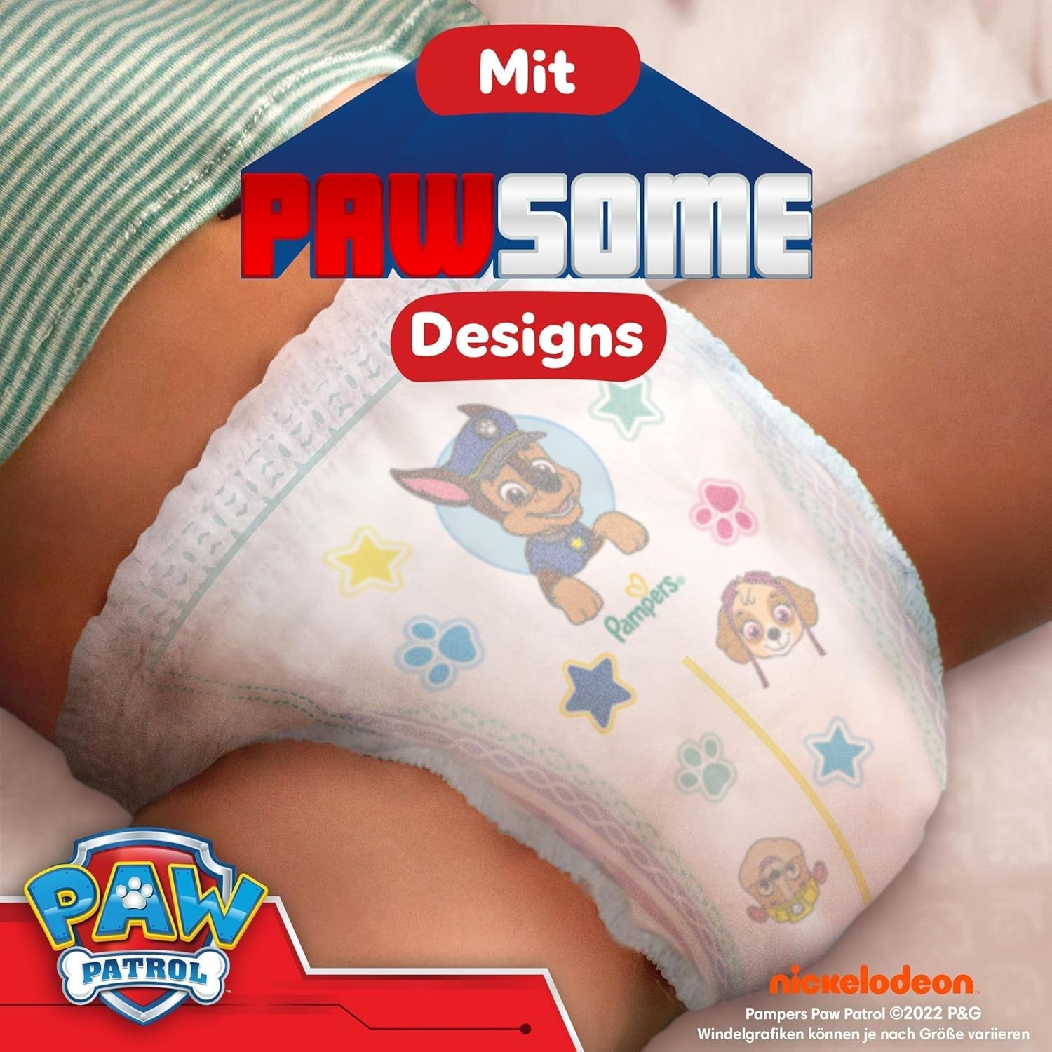 Pampers Baby Dry Pants Diaper Patrol Puppy Edition, taille 5, 160 couches, 11 kg - 17 kg, réglage 360° avec système d'arrêt et de protection