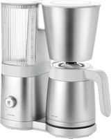 ZWILLING ENFINIGY Machine à expresso à filtre avec carafe en verre de 1,5 L, machine à expresso avec chaudière en acier inoxydable, fonction Blooming et détartrage intelligent, plastique, argent