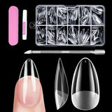 Full Cover Short Nails 120 pièces 12 tailles pointes d'ongles courtes pour ongles en gel colle sur ongles artificiels colle sur ensemble de lime à ongles polisseuse à ongles repousse-cuticules